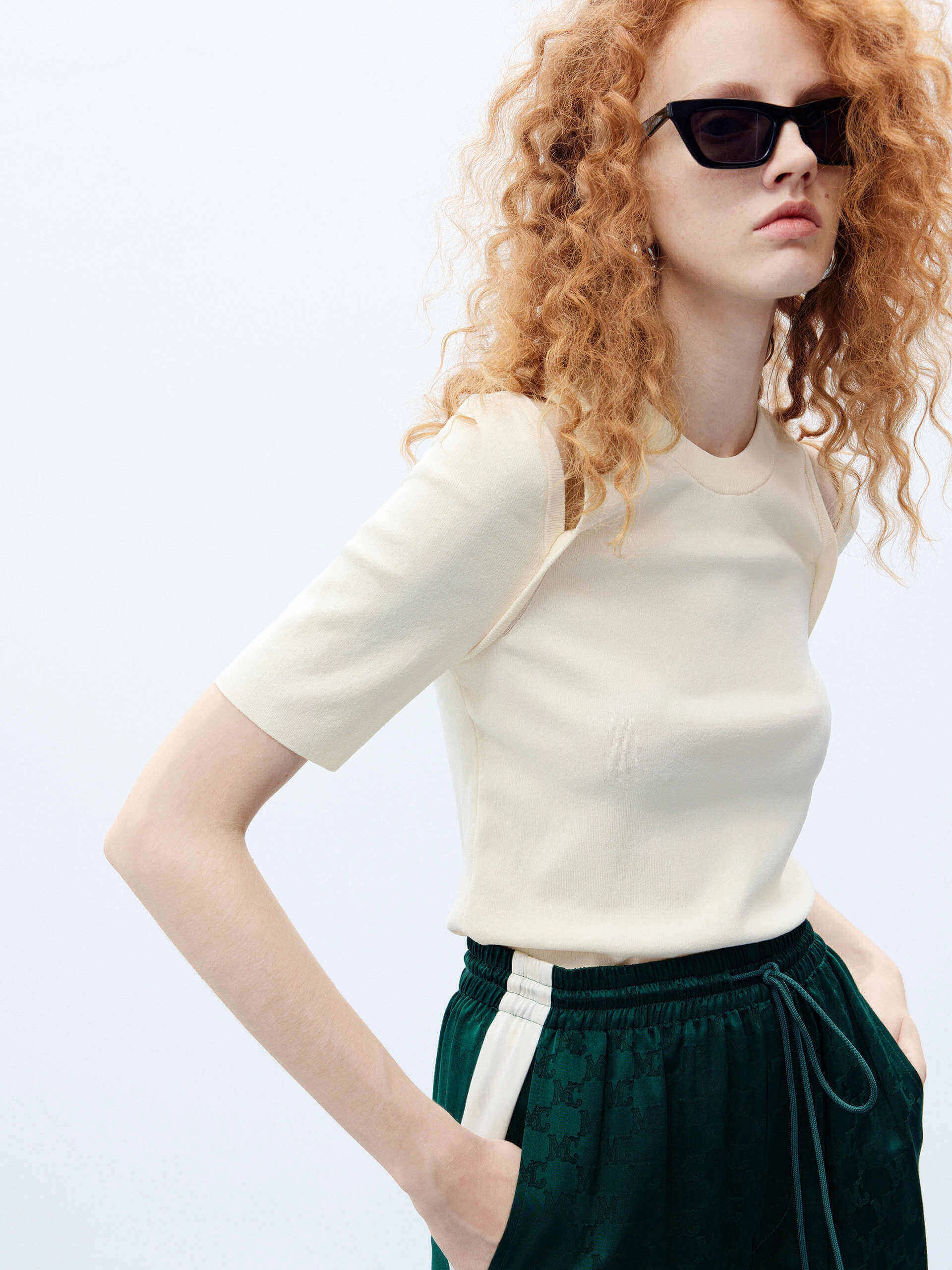 Cut Shoulder Knit Top Drop Shoulder Design