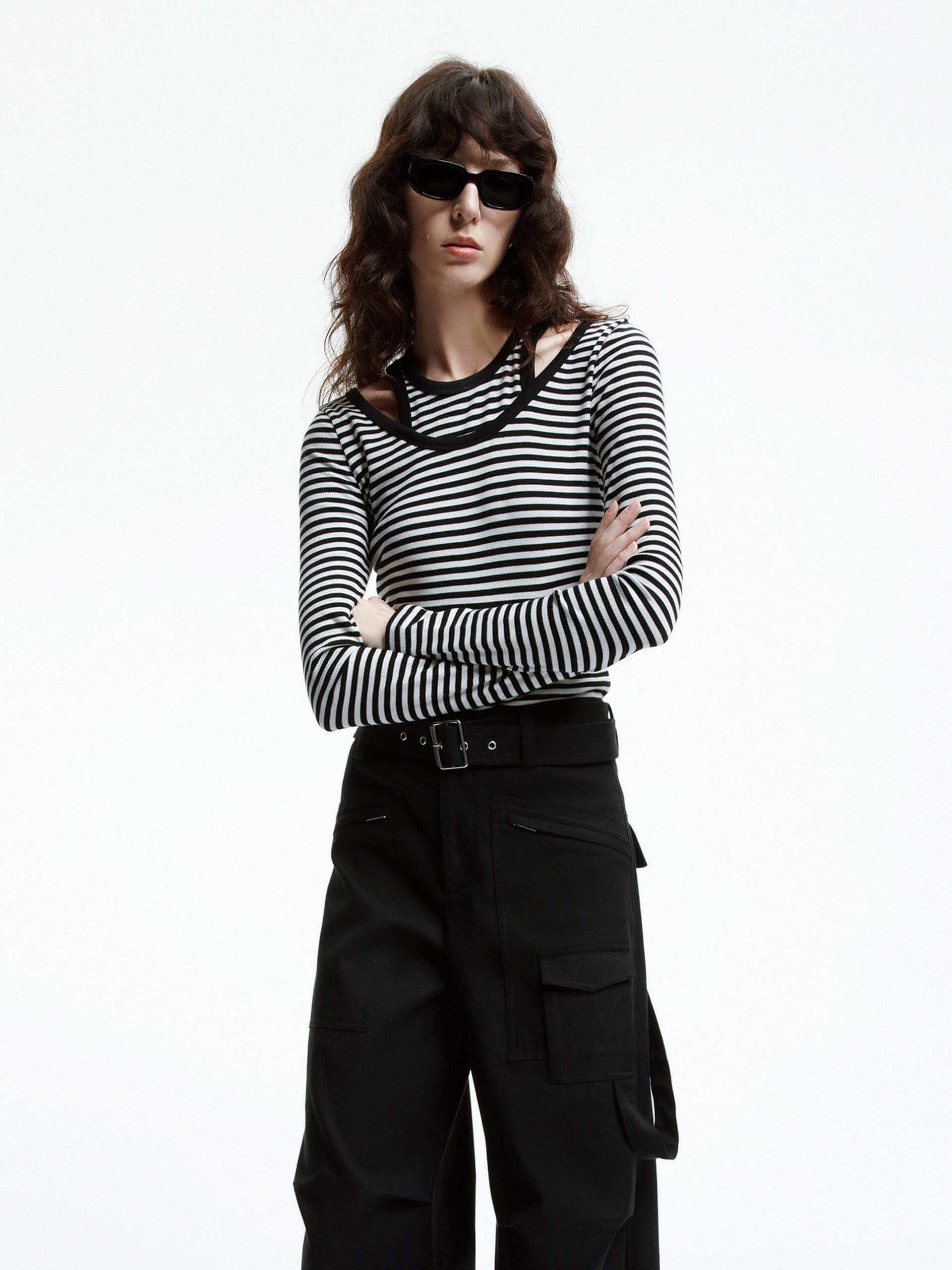 Cut shoulder Striped T-shirt Active Essentials