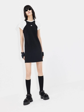 Cutout Back Color Blocked Dress Recycled-Material PlushLining