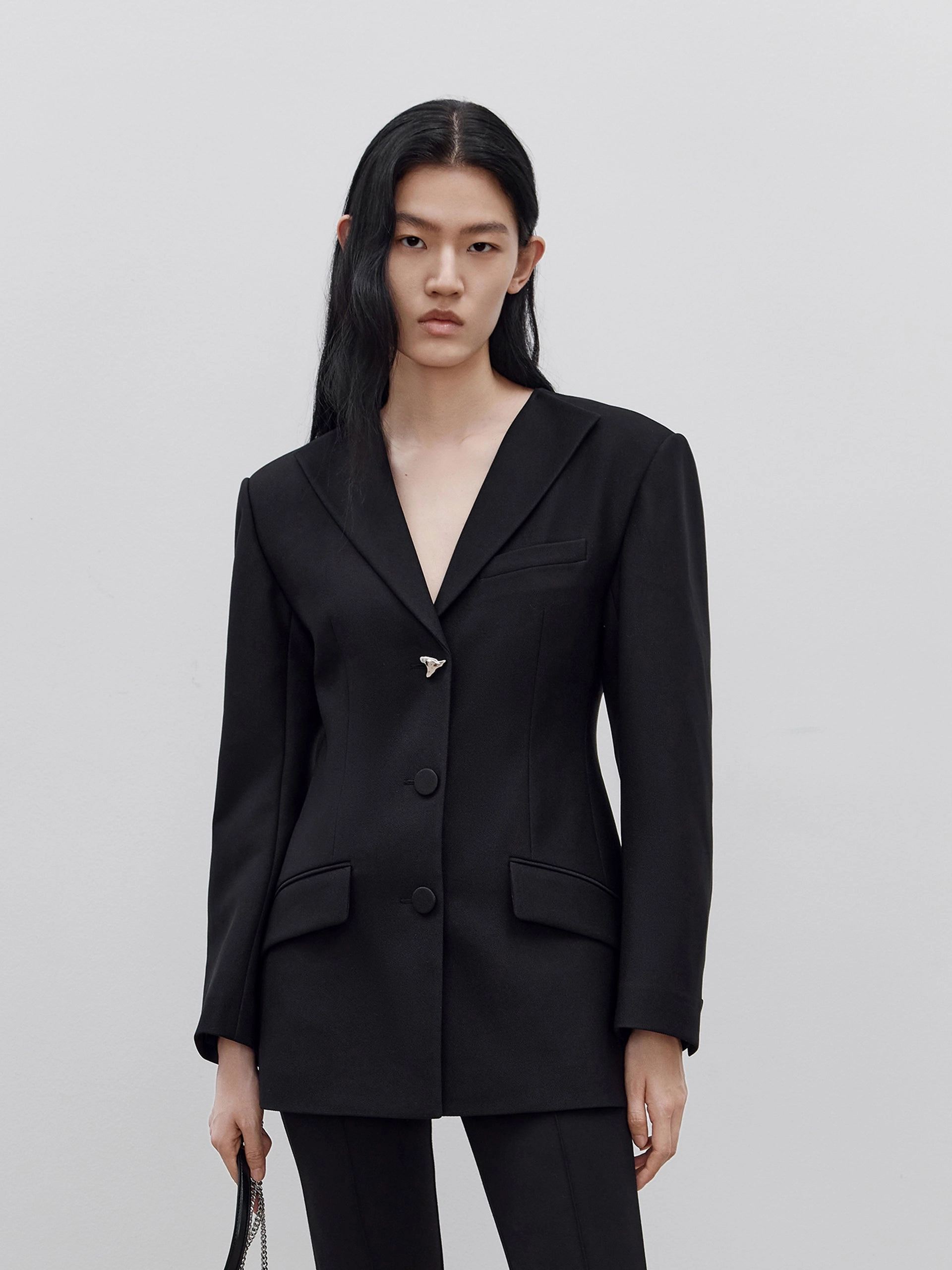 Cutout Back Single Breasted Blazer Hidden Zipper Closure