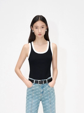 Multi Directional Zipper Placement Cutout Back Tank Top