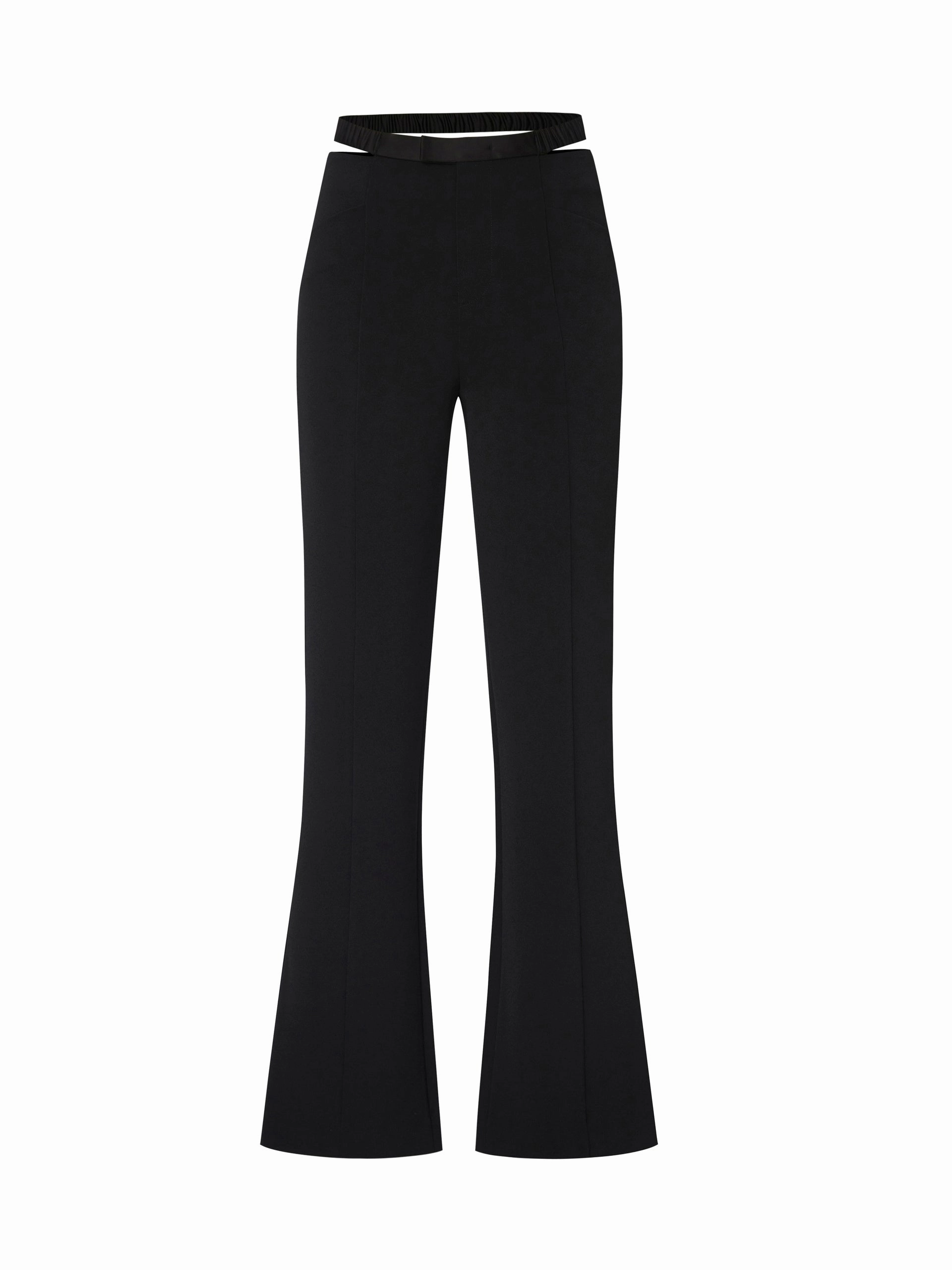 Cutout High Rise Flared Pants Chilly Day Wear LightweightWeave