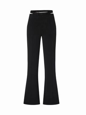 Stain Release Finish Cutout High Rise Flared Pants