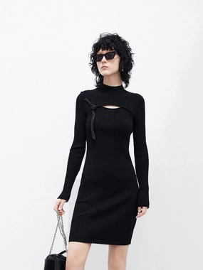 Upgrade-Option Art Soul Cutout Ribbed Knit Dress