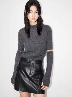 Cutout Sleeve Turtleneck Knitted Top Formal Blouse Casual Tee