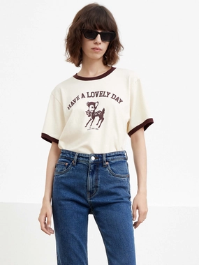 Contrast Cartoon Print T-shirt Perfect For Relaxing Comfortable All Day Wear