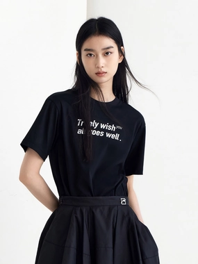 Teenager fashion Letter Print Cotton T-shirt