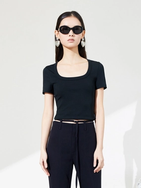 Ribbed Textured Slim Fit T-shirt Bohemian style