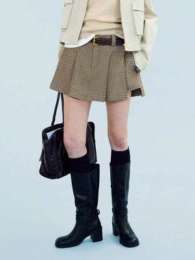 Linen Blend Pleated Skort Body Shape