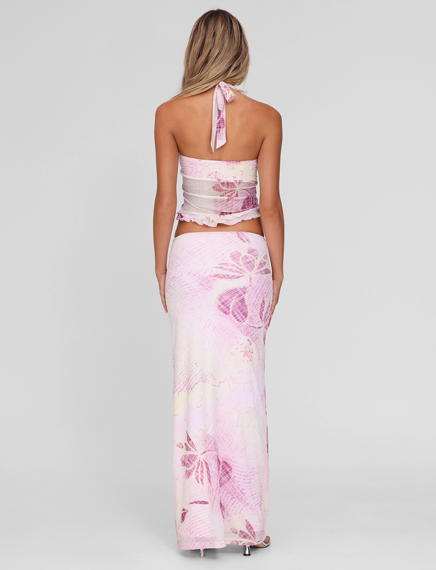 DALILA MIDI SKIRT - GRUNGE FLORAL MAGENTA Soft Motion