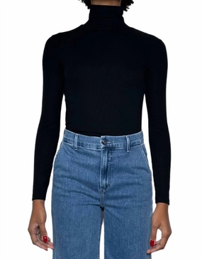 Dalston Rib Turtleneck In Black Stylish Everyday Wear Breathable Wool