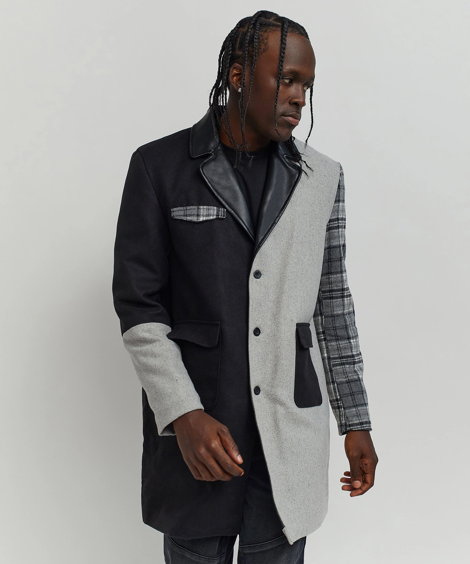 Oversized Silhouette Designer Inspired Dapper Mixed Wool Top Coat - Grey