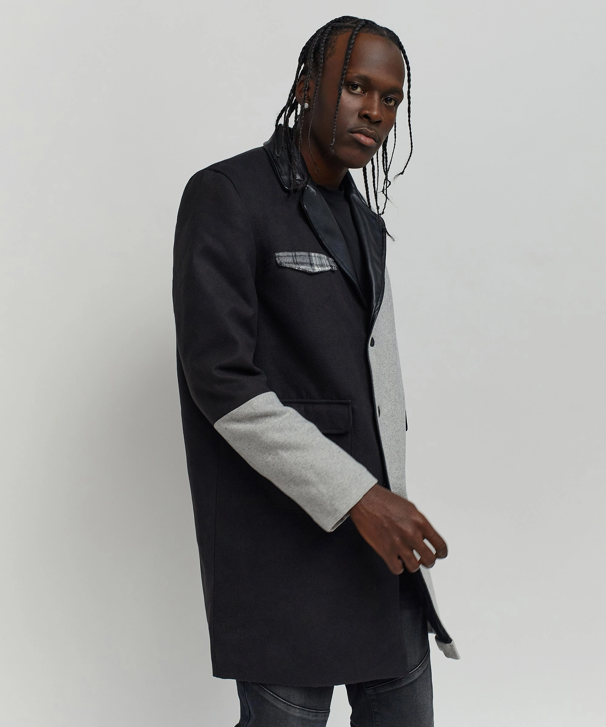 TemperatureRegulating Fabric Dapper Mixed Wool Top Coat - Grey