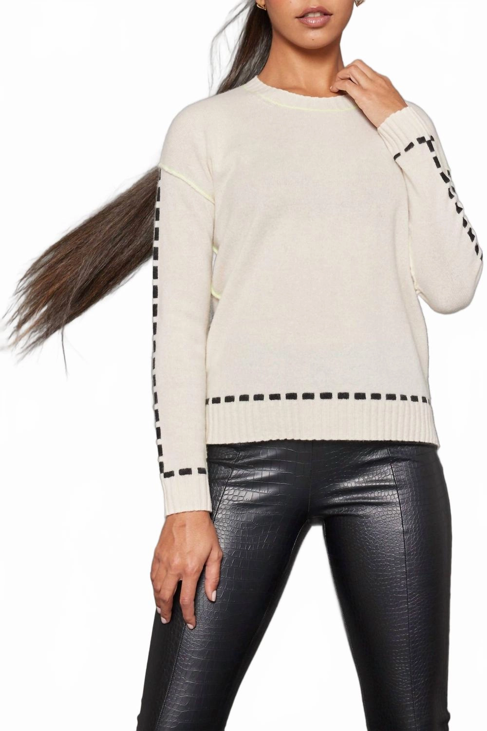 Comfortable knit piece Light and Cozy Dash Cam Sweater In Frosting