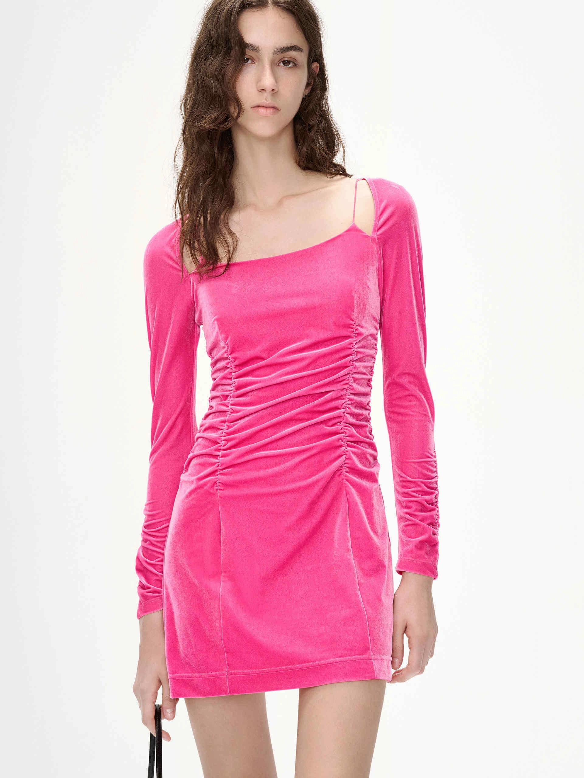 Casual Chic Wear Chic Appeal Pleated Detail Velvet Dress