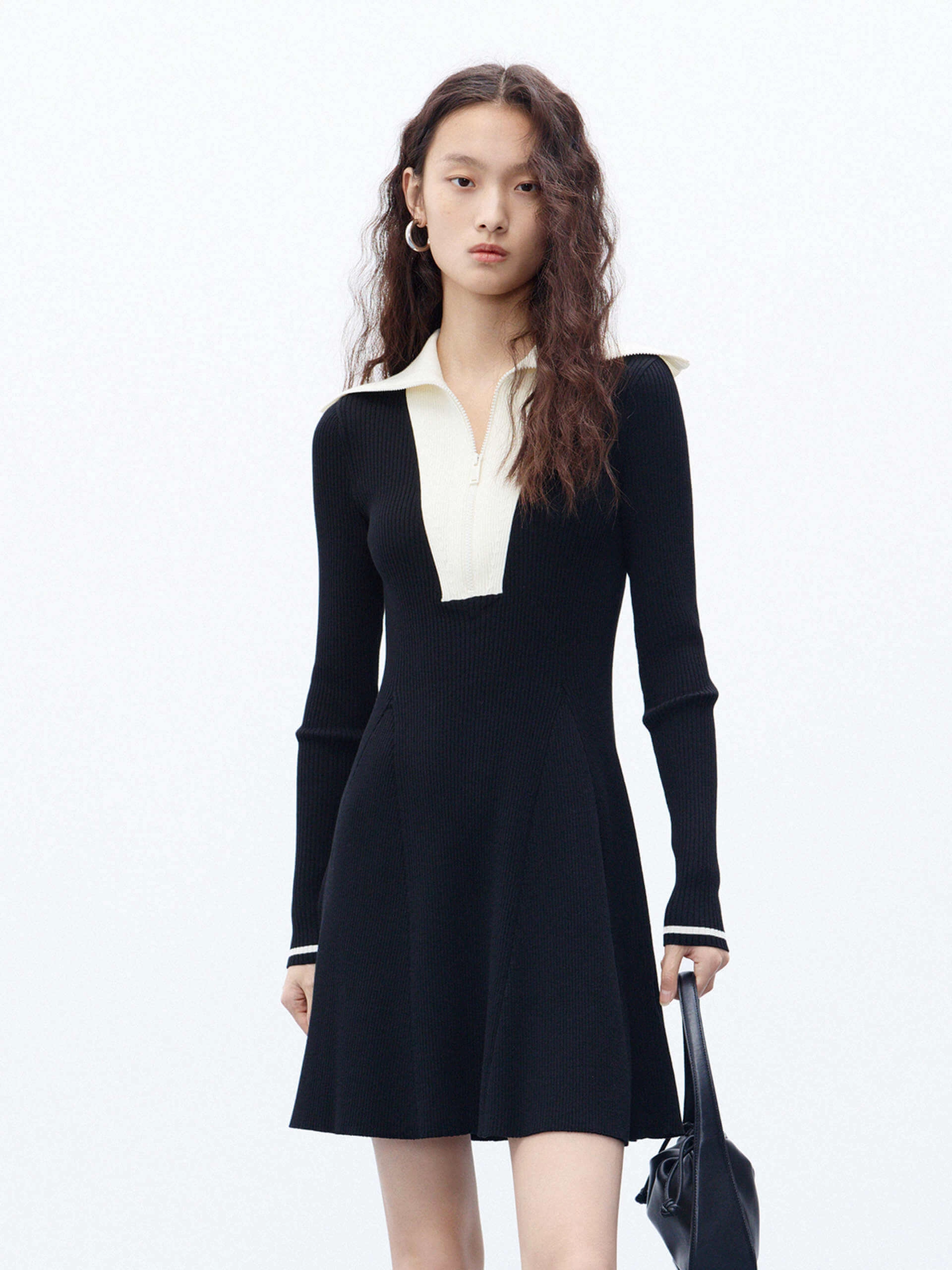 Ribbed Half Zip Dress Sleek and Simple