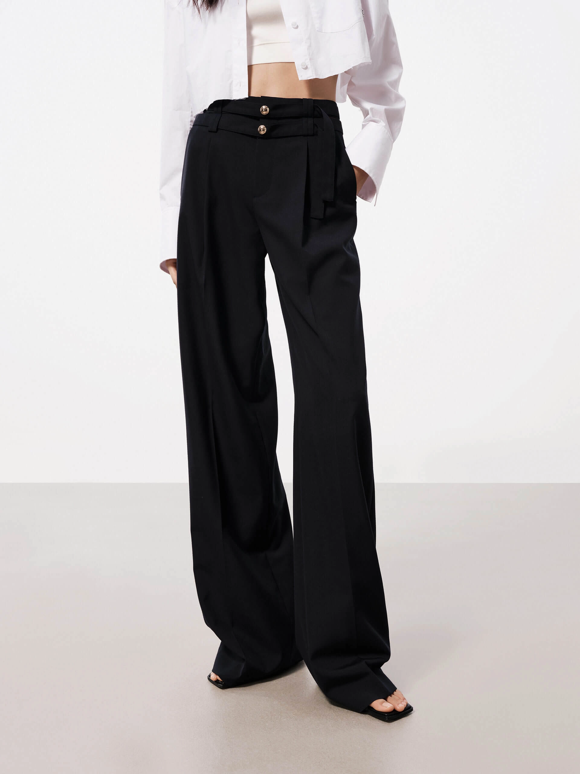 Breathable Comfort Athletic Fit Deconstruct Waist Belt Pants