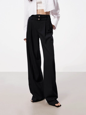 Breathable Comfort Athletic Fit Deconstruct Waist Belt Pants
