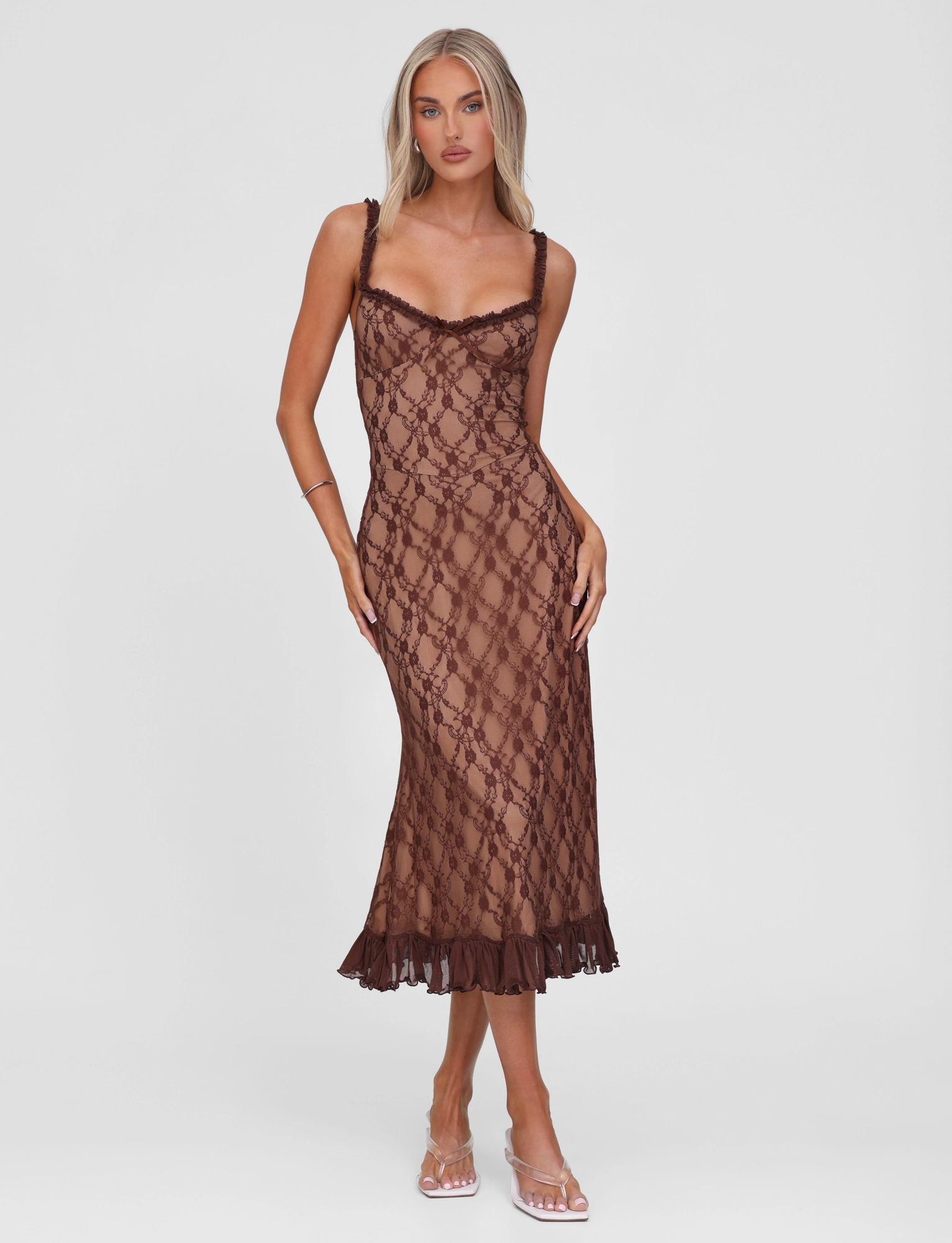 DEJA DRESS - BROWN LACE Subtle tone Shared Glow