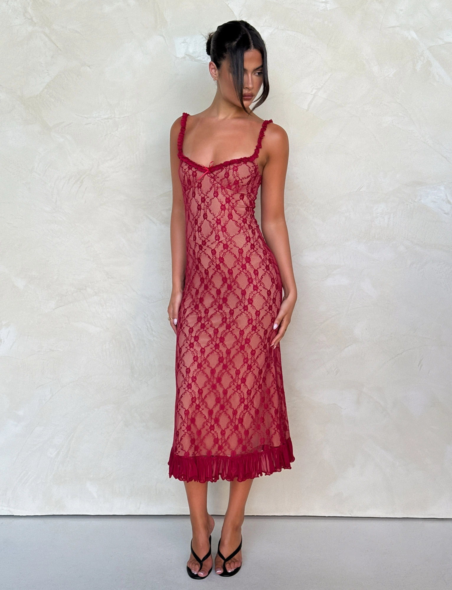 Fresh Aesthetic Contemporary Wear DEJA DRESS - RED : BERRY RED