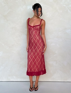 Fresh Aesthetic Contemporary Wear DEJA DRESS - RED : BERRY RED