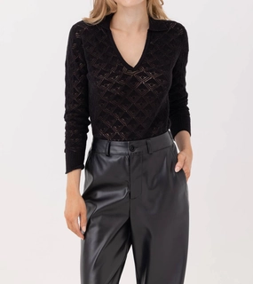 Delphine Polo In Black Fine Gauge