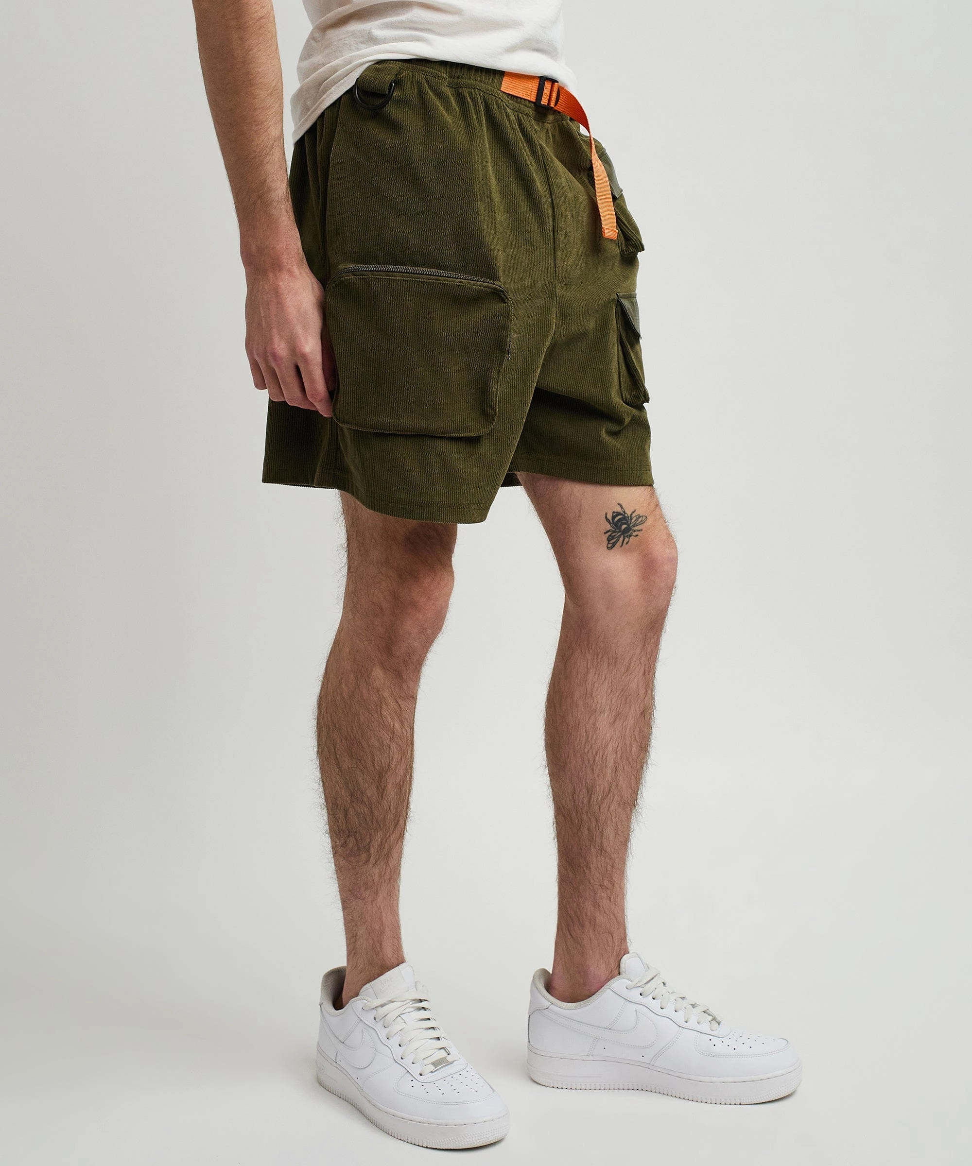 DurableCollarStays Regular Fit Delta Utility Corduroy Cargo Shorts - Green