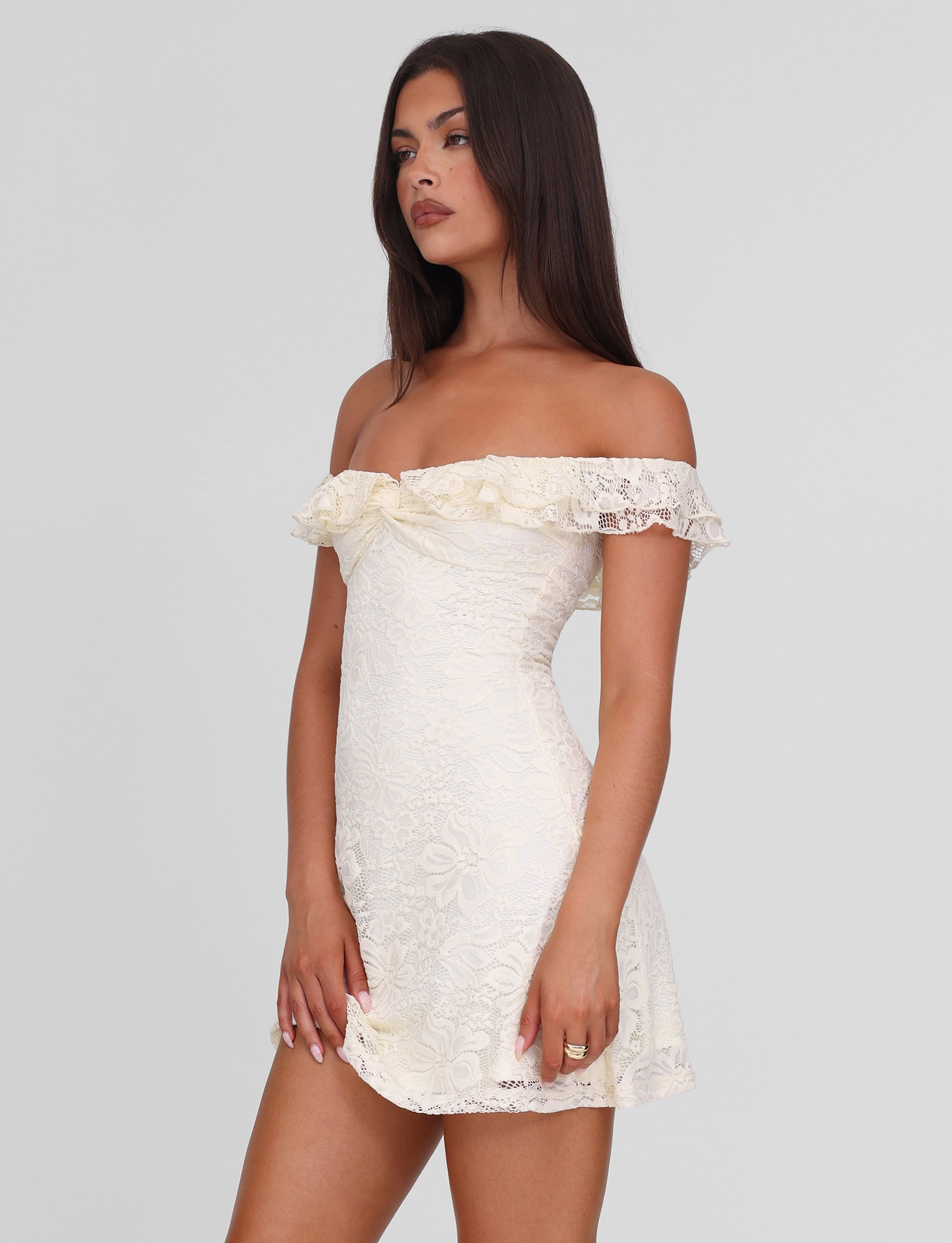 Soul Warm Inner Smile DENALI LACE MINI DRESS - CREAM LACE