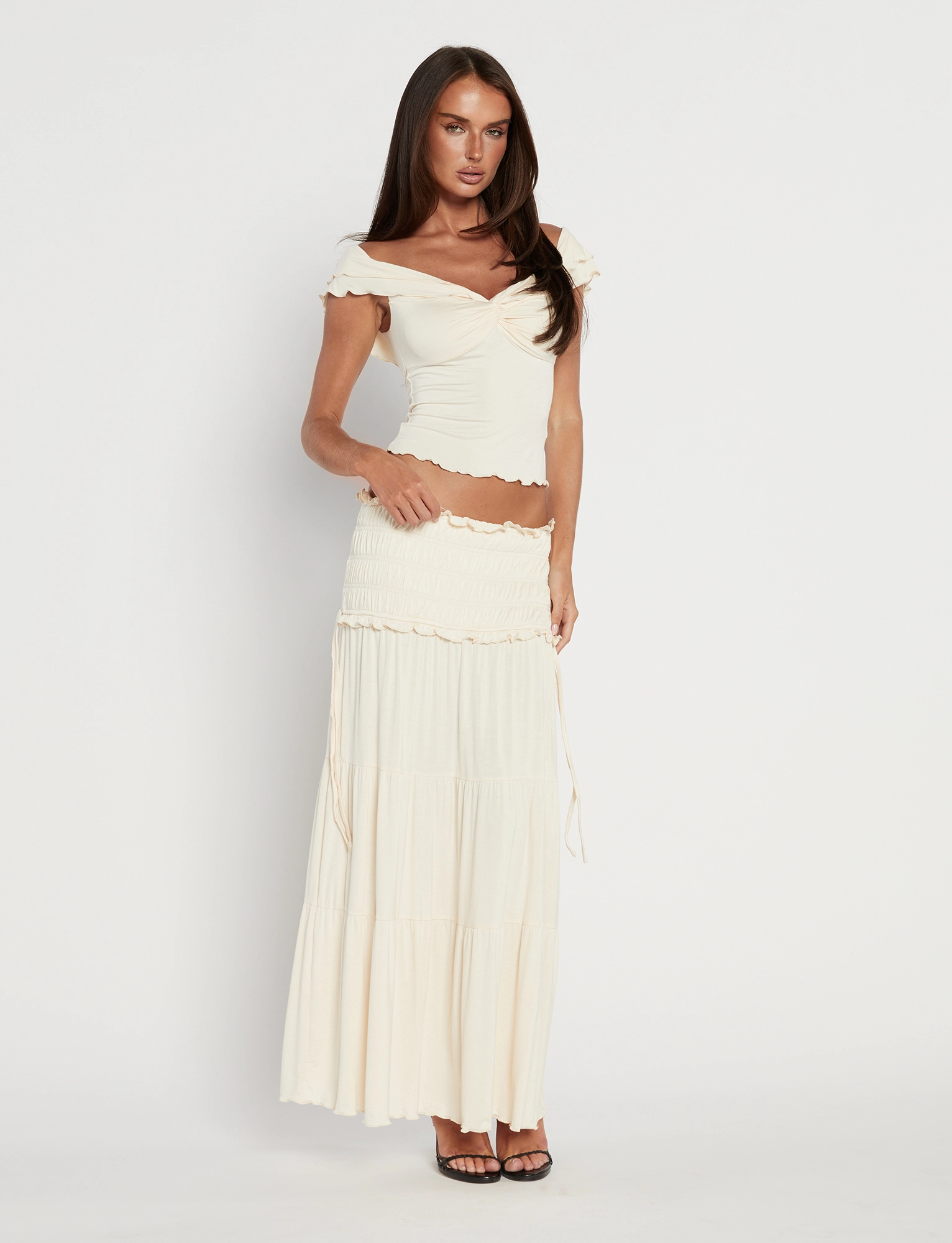 Tassel accents DENALI MAXI SKIRT - NEUTRAL : BONE