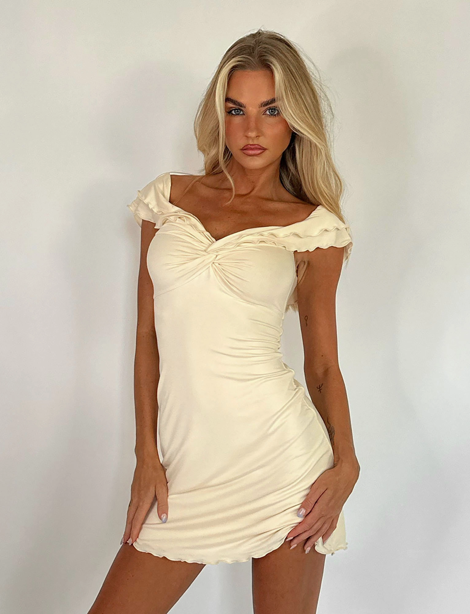 DENALI MINI DRESS - WHITE : BONE Fresh Flow