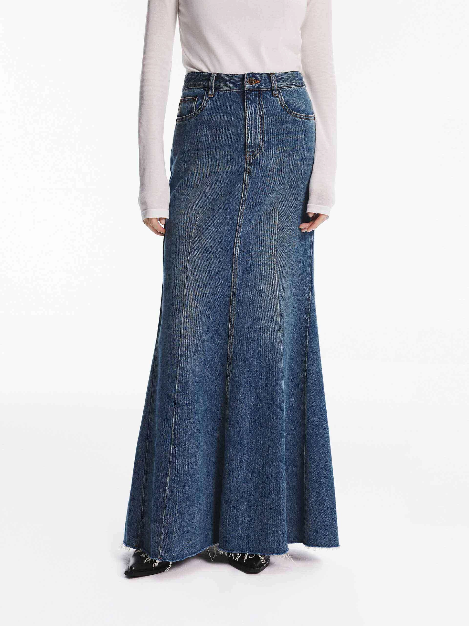 Denim Mermaid Maxi Skirt Lounge-friendly