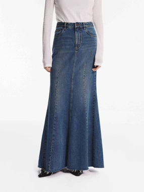 Denim Mermaid Maxi Skirt Lounge-friendly