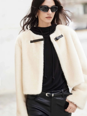 Soft Interior Coating Winter Fashion Cropped Faux Fur Coat