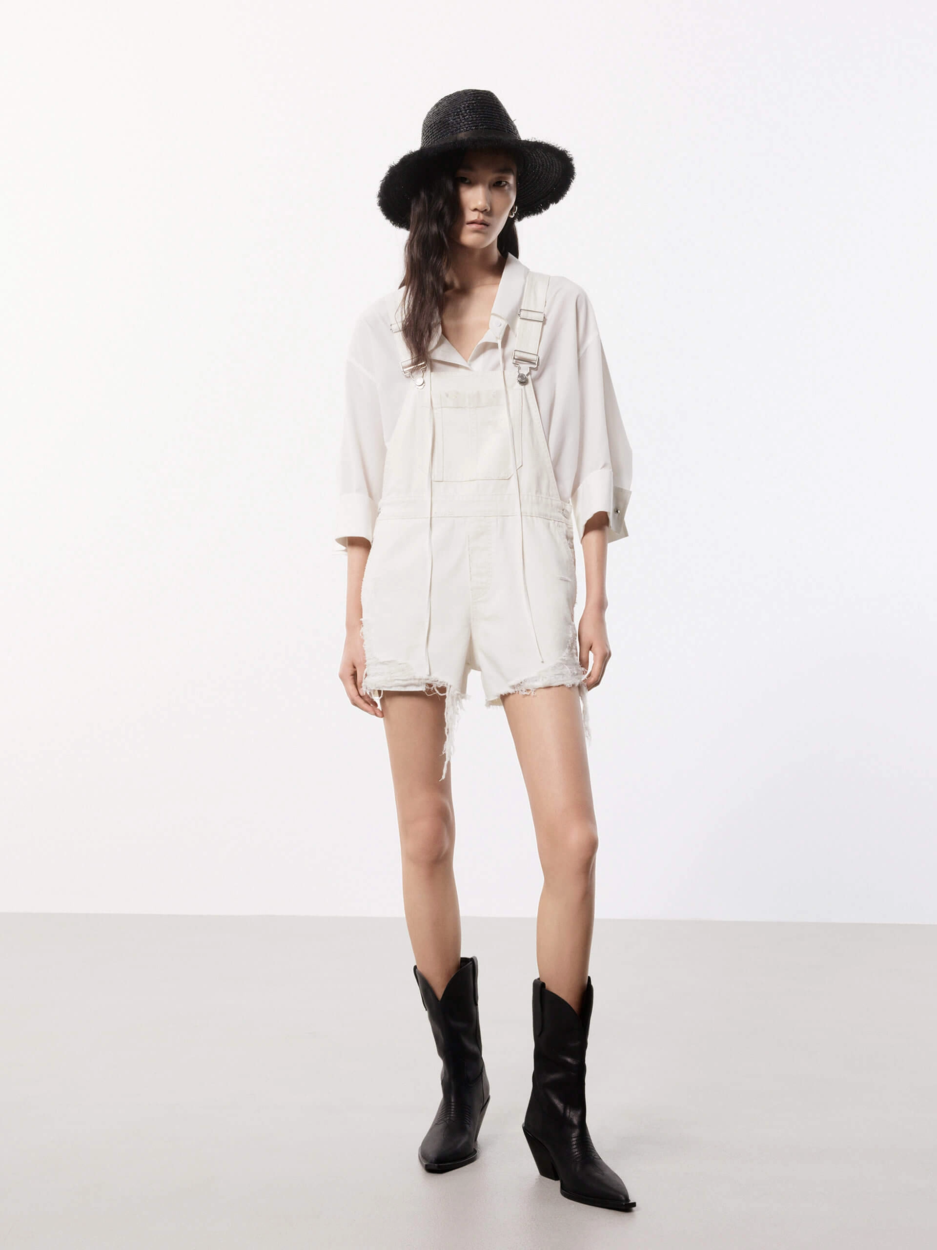 All-Day Wear All Day Comfort Fit Distressed Detail Denim Overalls