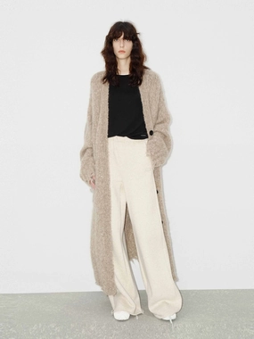 Flatlock Seams Distressed Detail Long Cardigan