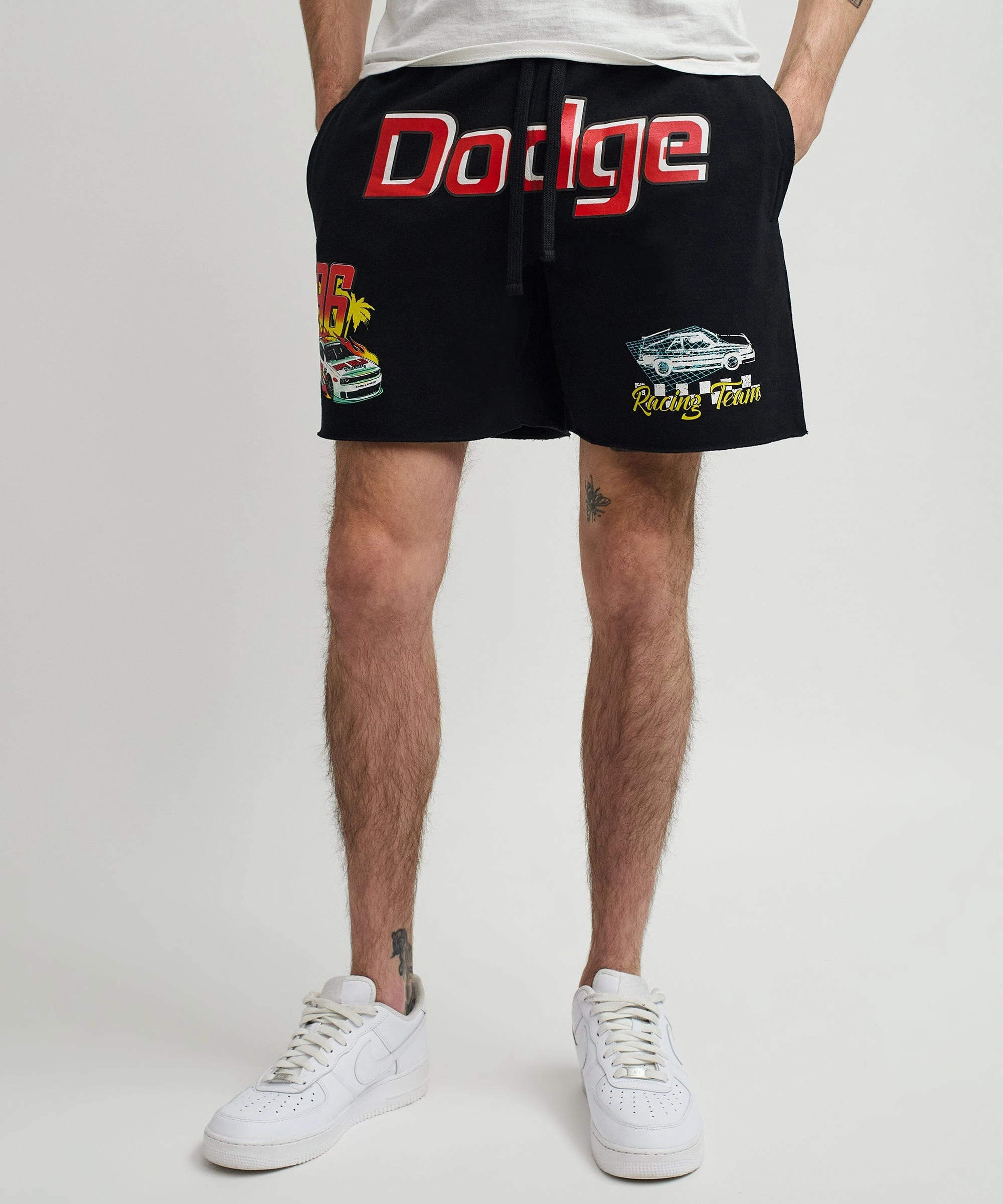 Dodge '96 Shorts - Black Layered Panel Design