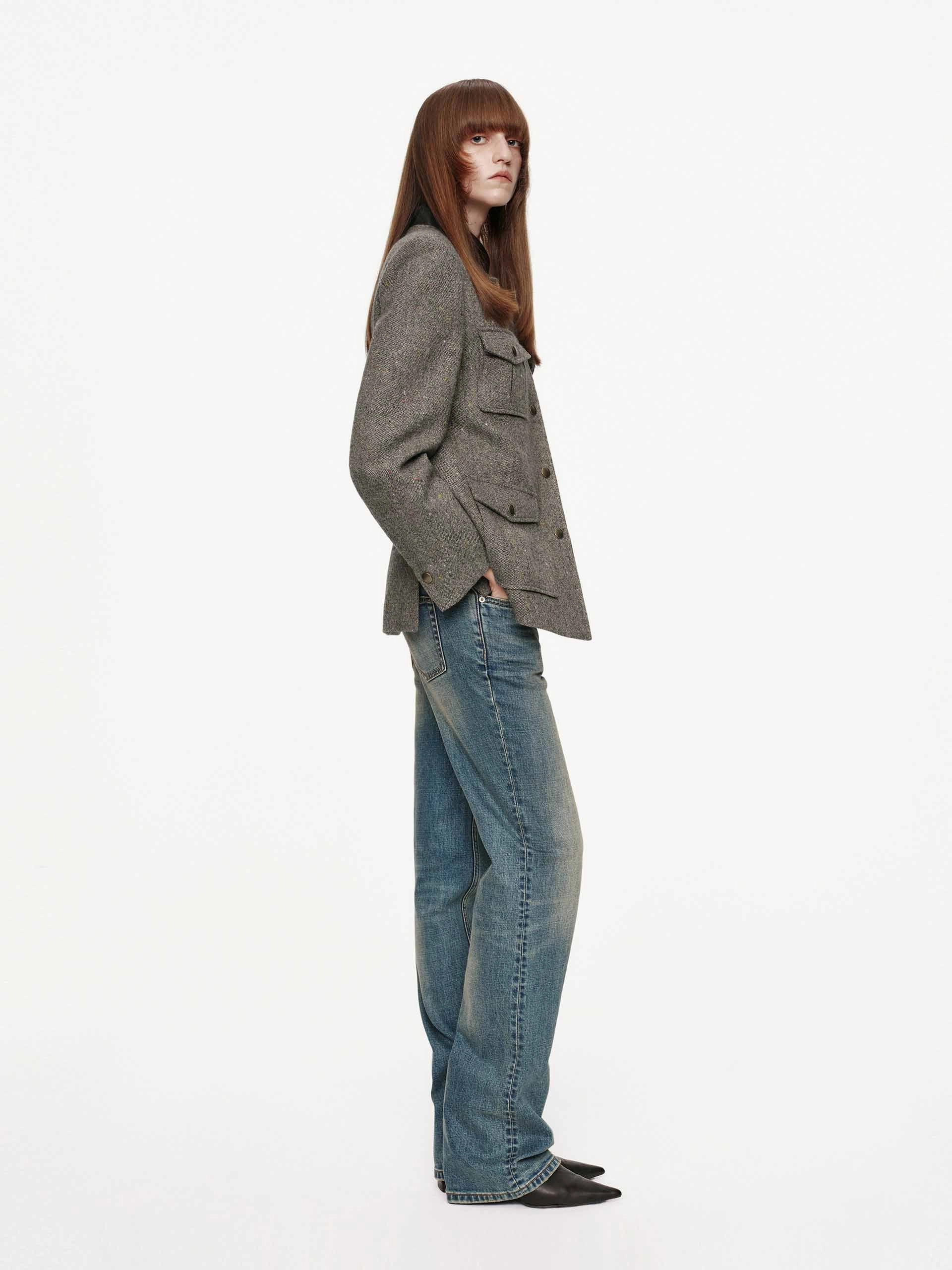 Noise Reduced Fabrics Donegal Tweed Button Coat