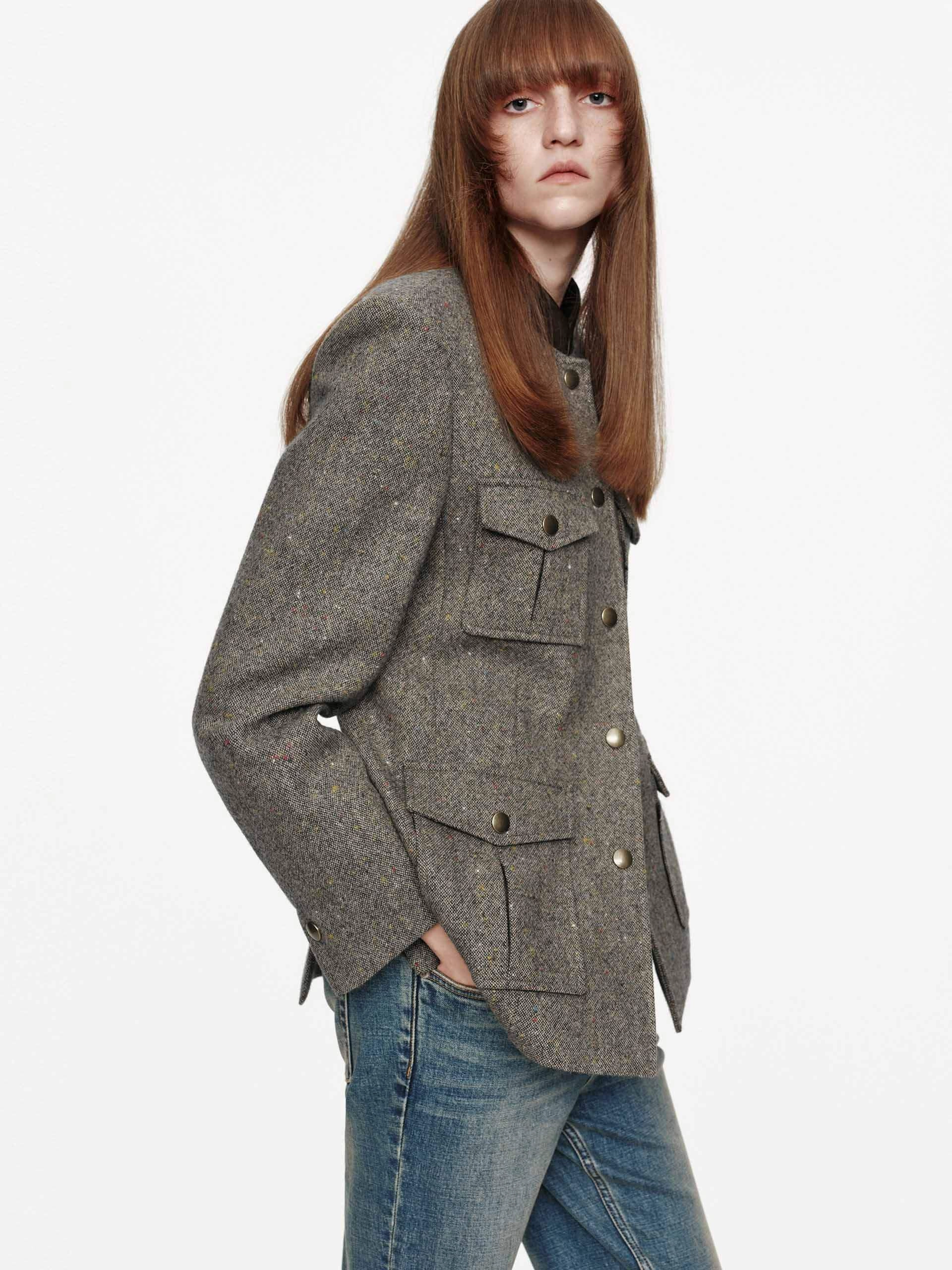 Donegal Tweed Button Coat Layer Essential Piece