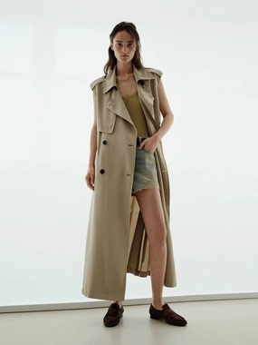 Double-breasted Midi Dress Casual-Look Sleeveless