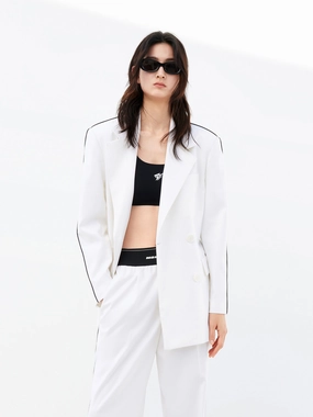 Urban Explorer Look LaserCut Vents Double Breasted Structured Blazer