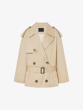 Include Belt Short Trench Coat Seamless Shoulder Design