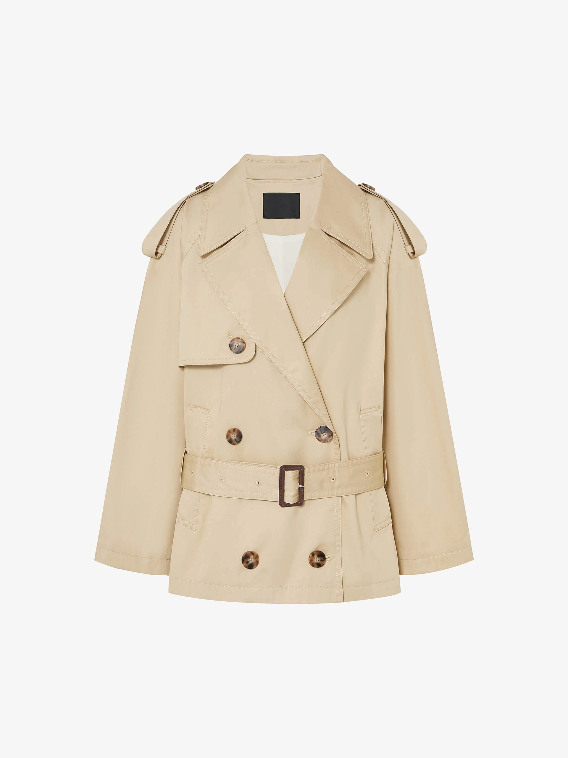 Include Belt Short Trench Coat Seamless Shoulder Design