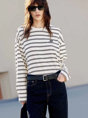 Modern Casual Comfy Top Loose Striped Print T-shirt