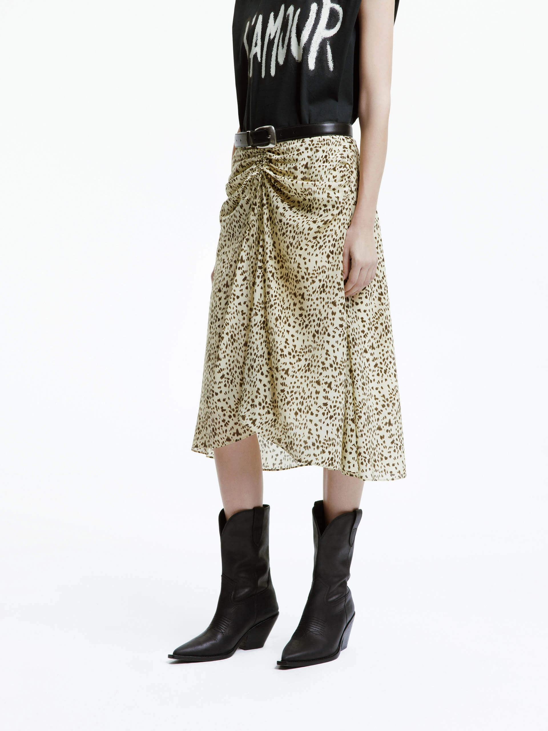Thermal Regulating All Day Fit Leopard Print Silk Skirt
