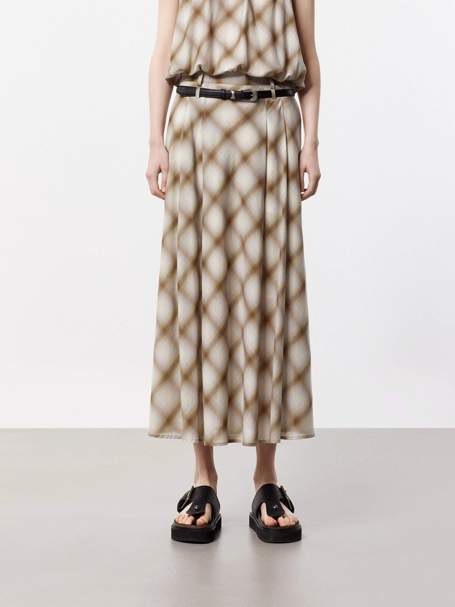 Functional Layer Double Loops Plaid Skirt