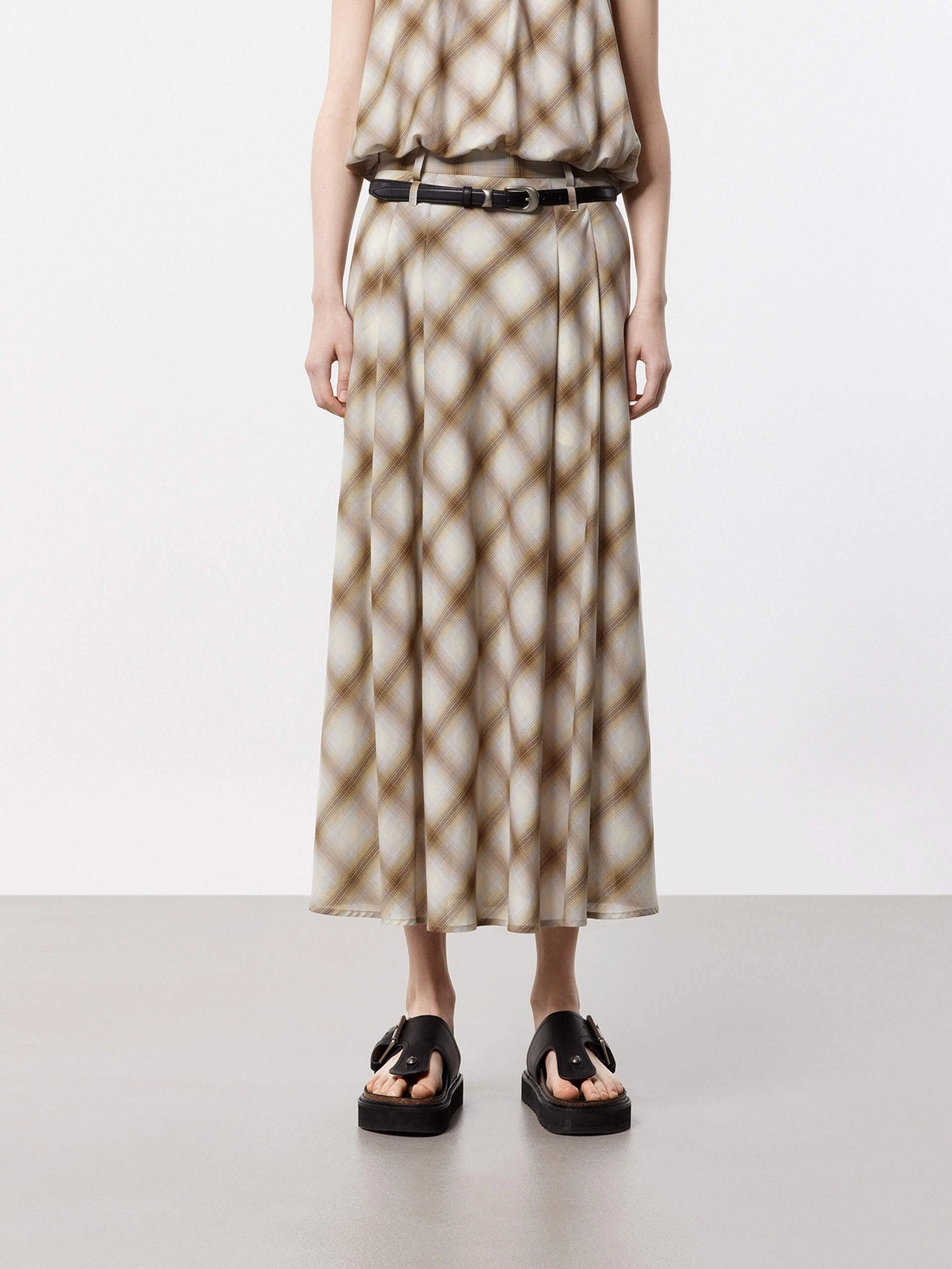 Double Loops Plaid Skirt Temperature Regulating Timeless Style