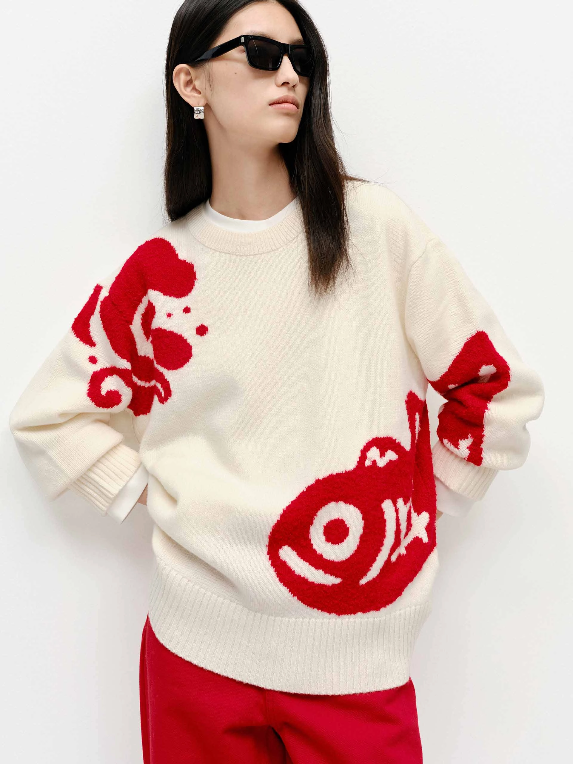 Airflow Vents Fish Pattern Knit Sweater