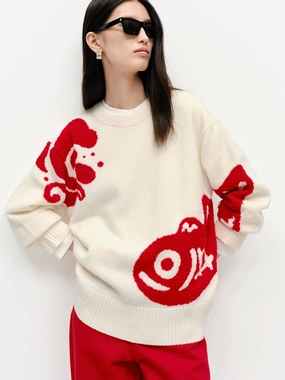 Airflow Vents Fish Pattern Knit Sweater