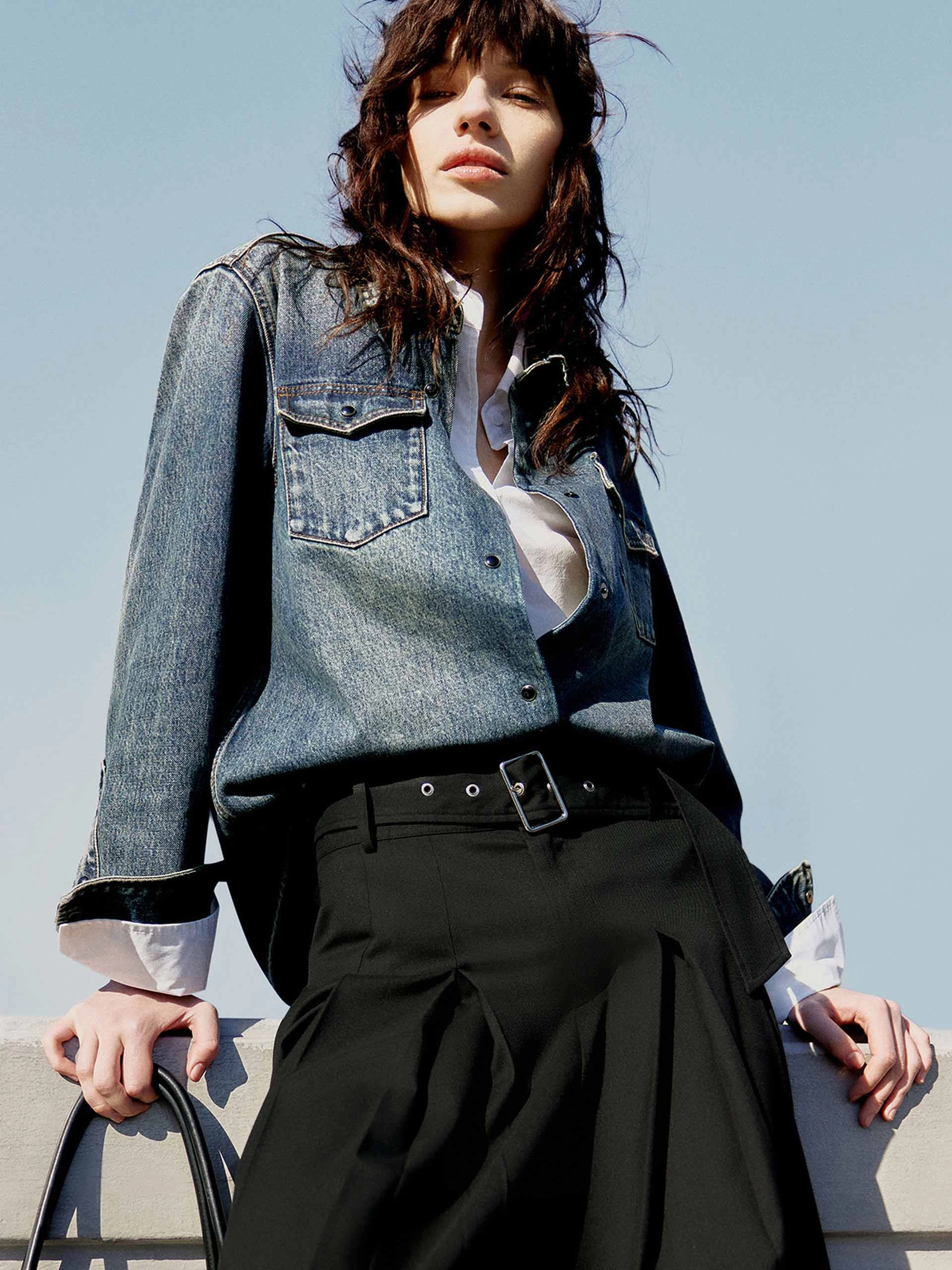 MinimalistSilhouette Snap Button Vintage Jacket