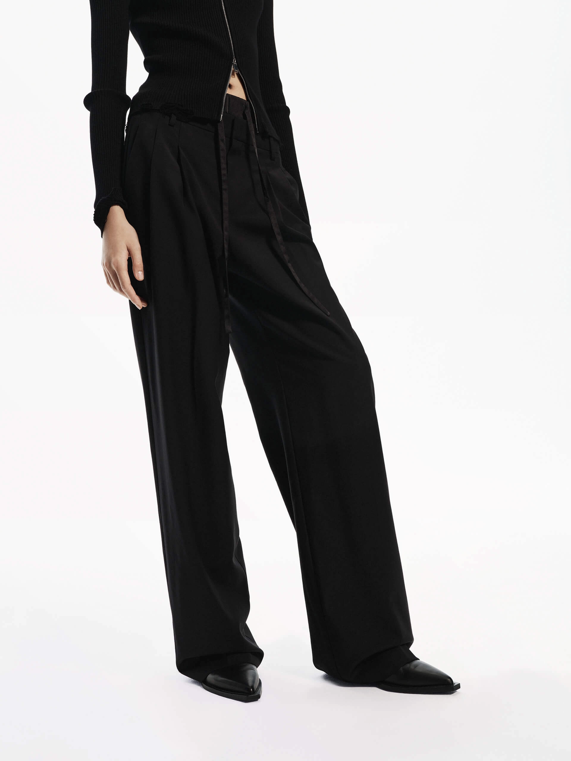 Soft Fabric Double Waist Wool Pants